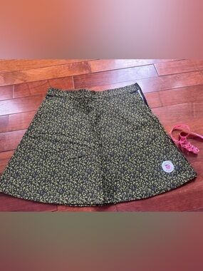 Tuesday of California Black and Chartreuse Patterned Mini Skirt